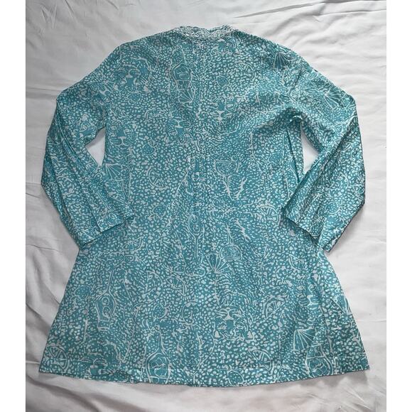 Lilly Pulitzer Sarasota Tunic Size S Blue Ice Cake Teal Beaded Vacation Resort - Picture 10 of 12